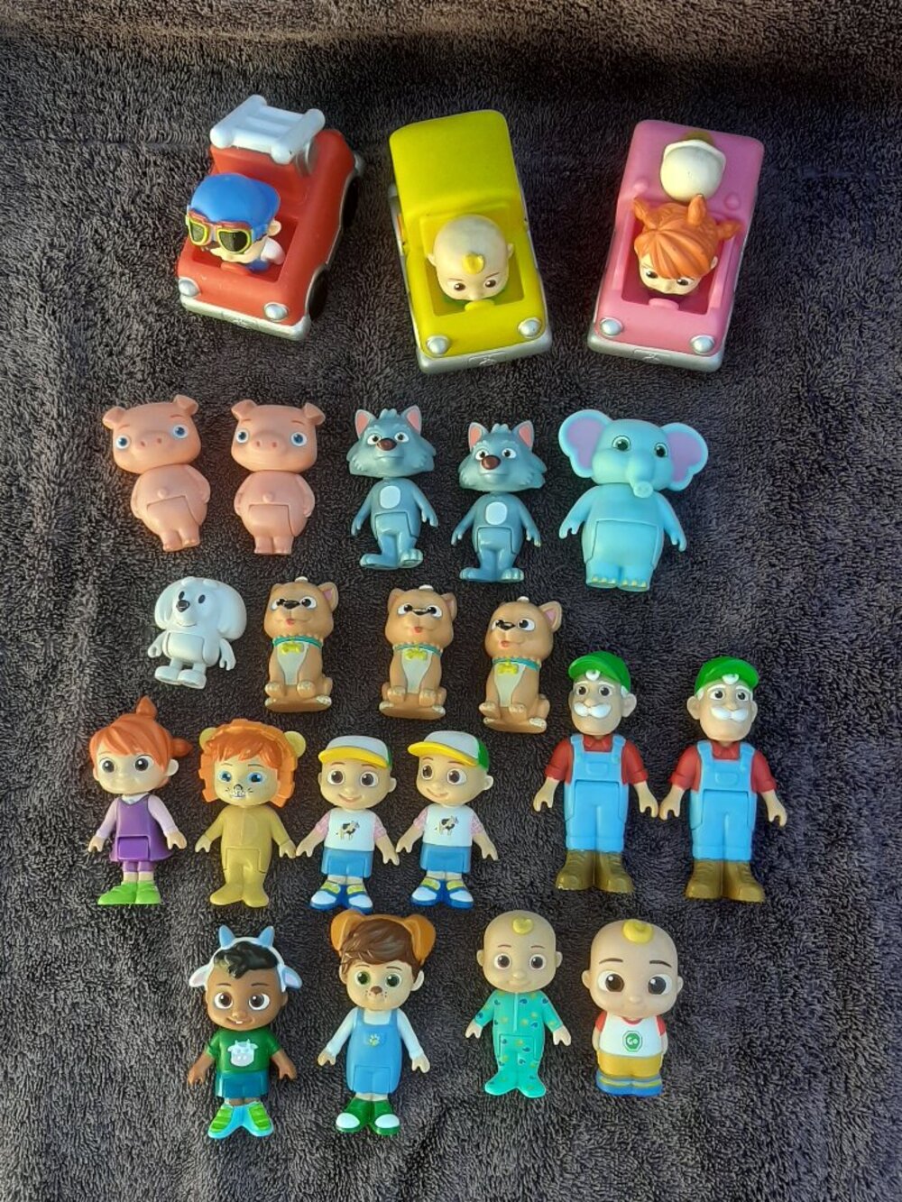 Cocomelon Cars Vehicles Official 3" Cars Red Pink Yellow Kids Figures